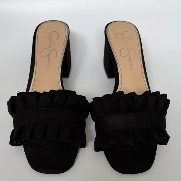 Jessica Simpson Black Ruffle Mules - Picture 2 of 5